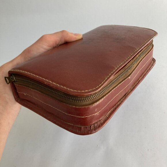 Vintage JC Higgins Leather Travel Shaving Toiletry Kit Aladdin Jon-E Hand Warmer - Picture 14 of 14